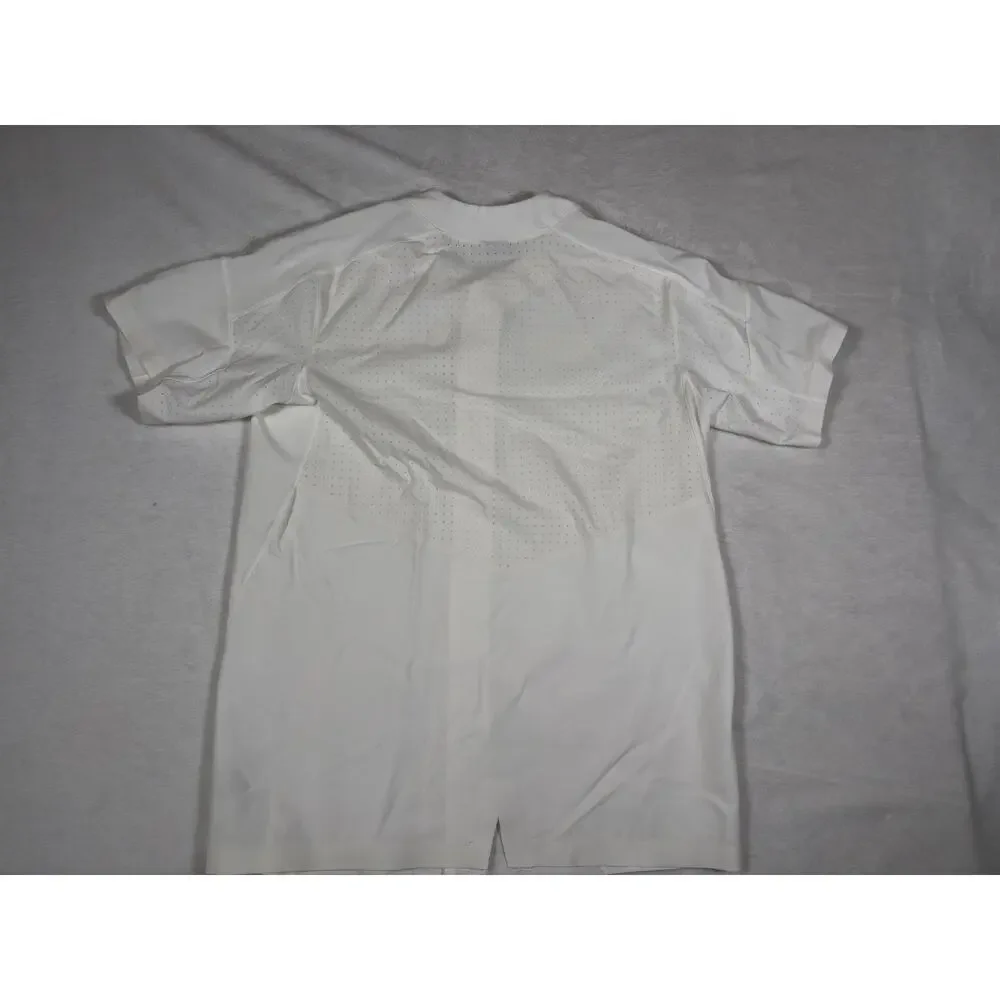 Nike Baseball Jersey Mens Large White Dri Fit Button Front Short Sleeve